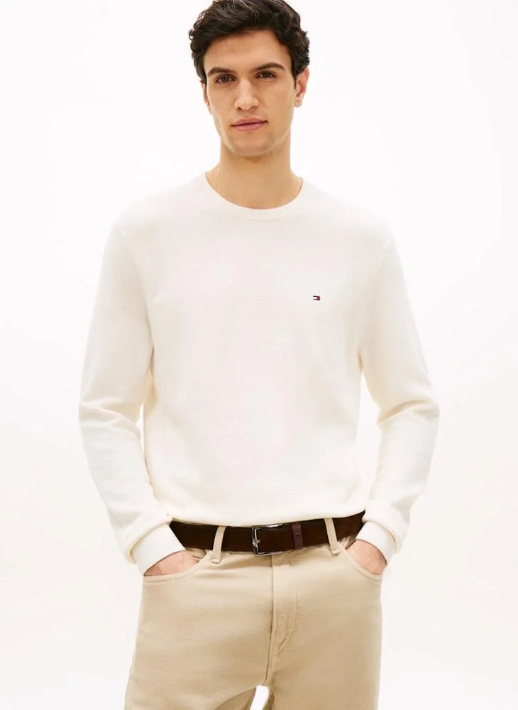 تومي هيلفيغر Textured Knit Crew Neck Jumper